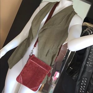 Coach suede leather mini crossbody handbag